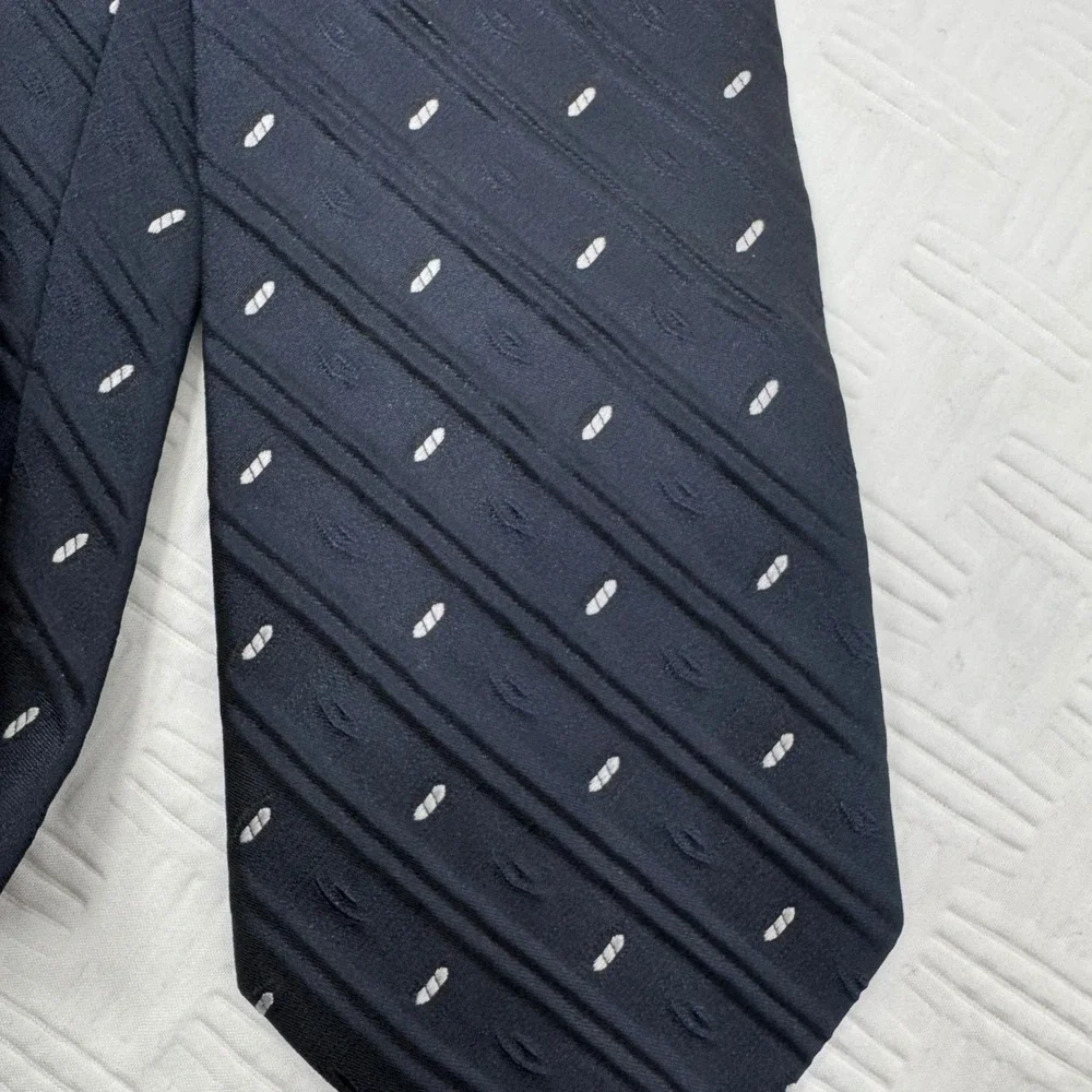 Men's Navy Blue Patterned Silk Tie Classic Formal Necktie / Sku 0227